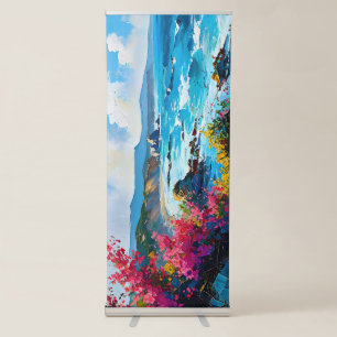 Wide Seascape Mediterranean Beach and Rocks       Retractable Banner