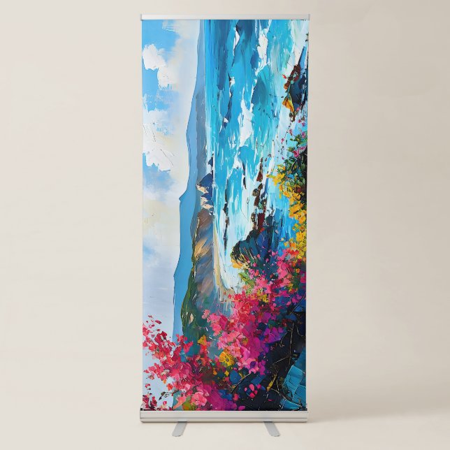 Wide Seascape Mediterranean Beach and Rocks       Retractable Banner (Front)