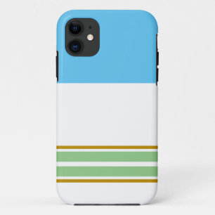 Wide Sky Blue White Top Light Green Racing Stripes iPhone 11 Case