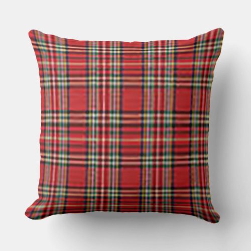 WideSmall Red Plaid Throw Pillow