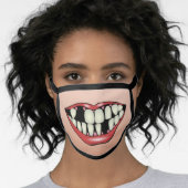 Wide Smile Crooked Teeth Funny Mouth Lips Humor Face Mask (Worn Her)