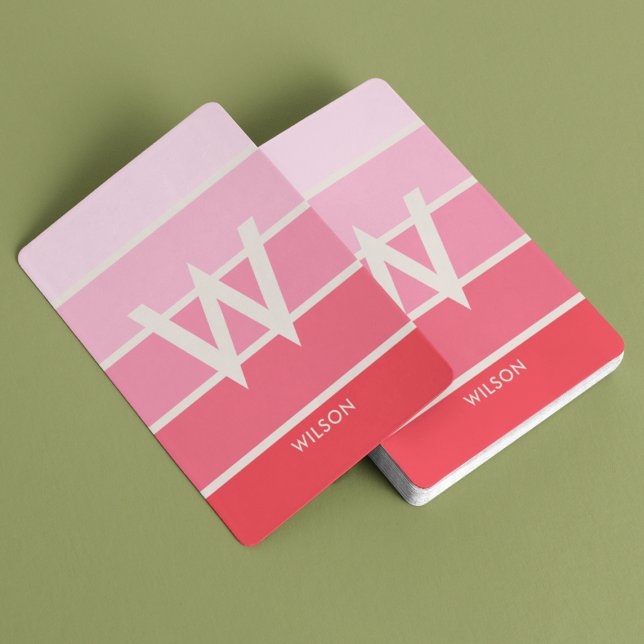 Wide Soft Pink Gradient Striped Monogram Personal Poker Cards (Creator Uploaded)