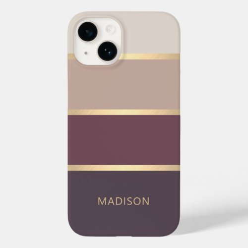 Wide Striped Modern Monogram Name Case_Mate iPhone 14 Case