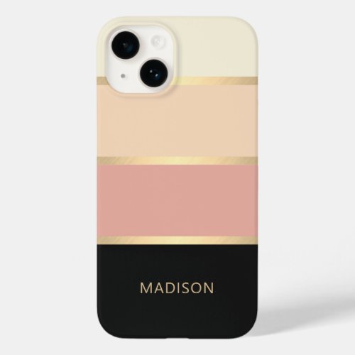 Wide Striped Modern Monogram Name Case_Mate iPhone 14 Case