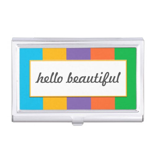 Wide Striped with hello beautiful Business Card Case