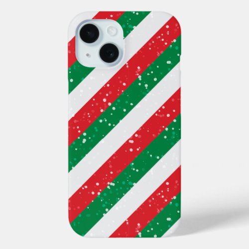 Wide Stripes Christmas _ Red White and Green Strip iPhone 15 Case