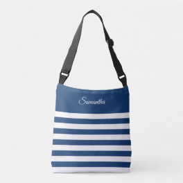 Wide Stripes in Blue & White or Pick Your Colors Crossbody Bag