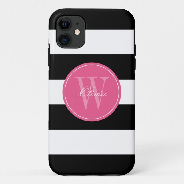 Wide Stripes Pattern Monogram Case-Mate iPhone Case (Back)