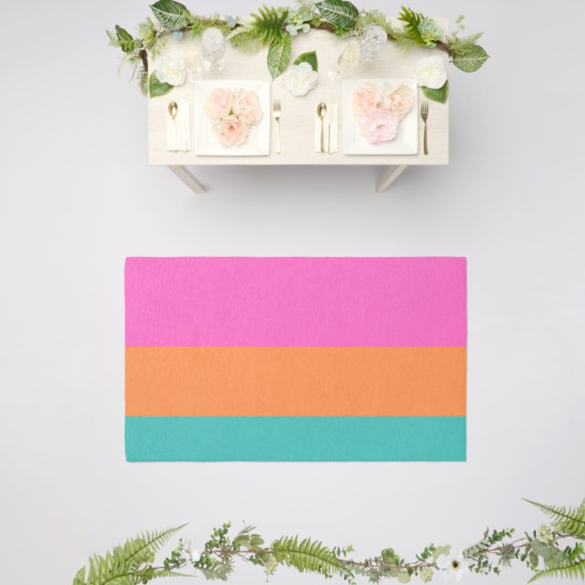 Wide Stripes Pink Orange and Blue Modern Outdoor Rug (Insitu (Wedding 2))