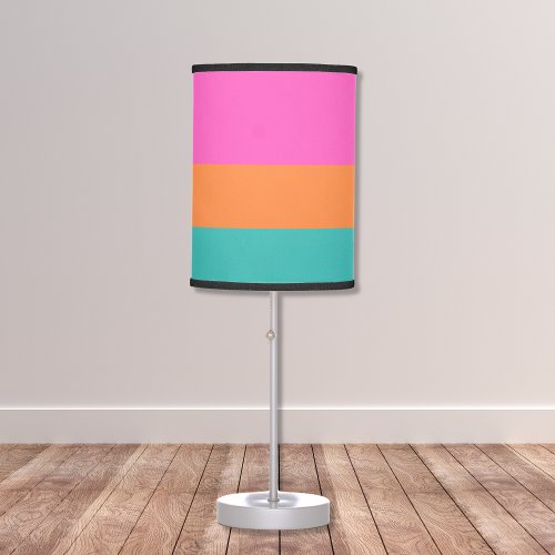 Wide Stripes Pink Orange and Blue Modern Table Lamp
