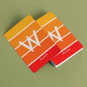 Wide Sunrise Striped Monogram Personal Poker Cards
