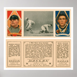 Wide Throw At First Tigers Baseball 1912 Poster