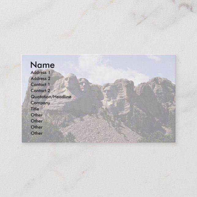 Wide view, Mt. Rushmore, South Dakota Business Card (Front)