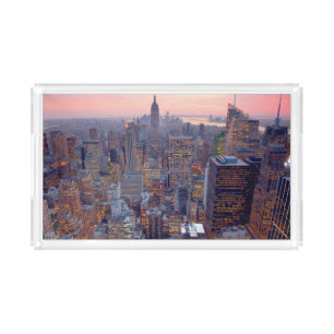 Wide view of Manhattan at sunset Acrylic Tray