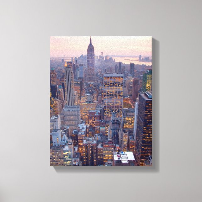 Wide view of Manhattan at sunset Canvas Print (Front)