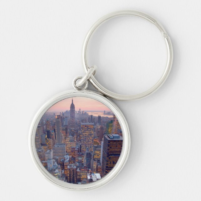 Wide view of Manhattan at sunset Keychain (Front)