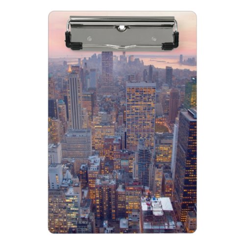 Wide view of Manhattan at sunset Mini Clipboard