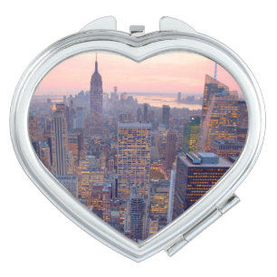 Wide view of Manhattan at sunset Vanity Mirror