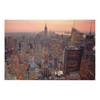 Wide View Of Manhattan At Sunset Wood Wall Decor by iconicnewyork at Zazzle