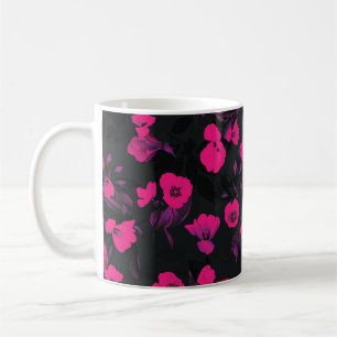 Wide vintage floral, stylized tulips pattern. coffee mug