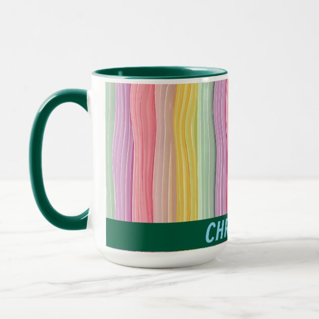 Wide wavy lines in girly colors with name mug (Left)