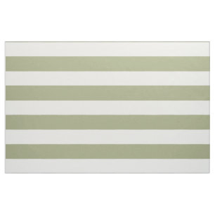 Wide White Stripes on Sage Green Fabric