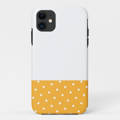 Wide Yellow Edge Stripe Dots White Color Block  iPhone 11 Case