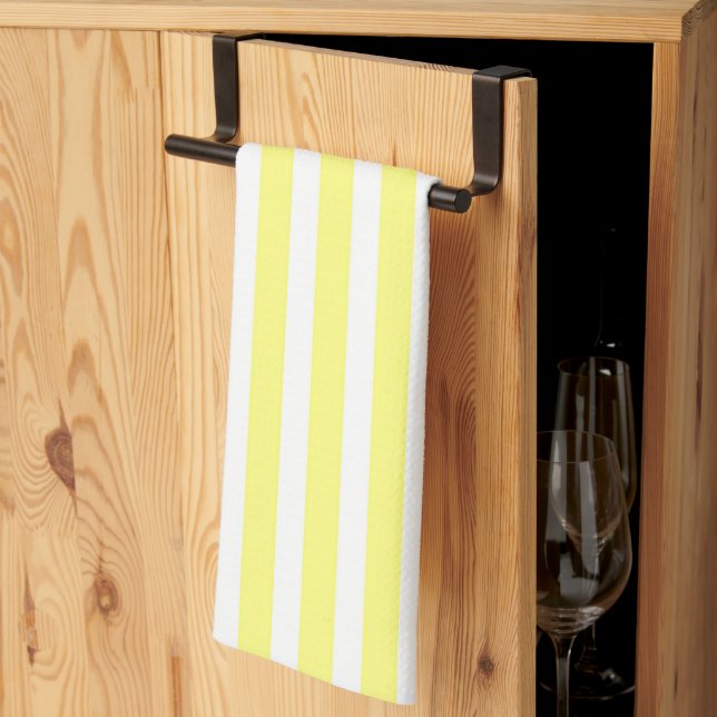 Wide Yellow White Stripes Kitchen Towel (Thirds Fold)