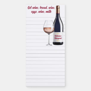 Wider-Rule Lined Funny Wine Shopping List Magnetic Notepad
