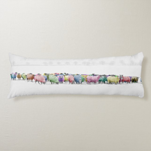 Widesceen Winter Rainbow Sheep Body Pillow (Front)