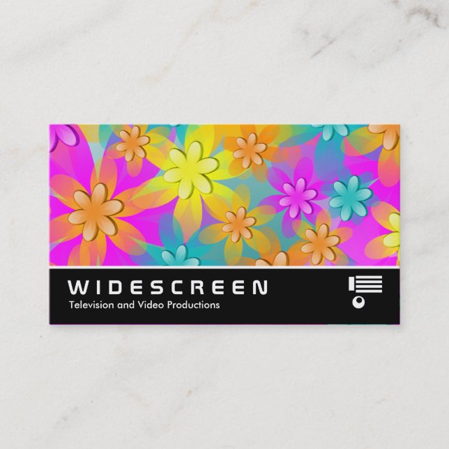 Widescreen 322 - Colorful 3d Flowers Business Card (Front)