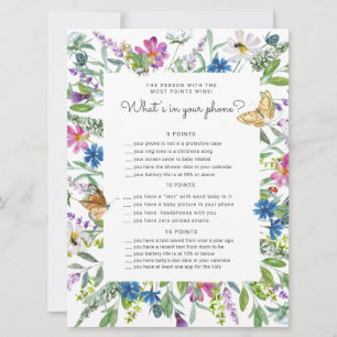 Widlfloral floral Baby Shower phone game card