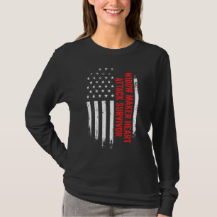 Widow Maker Heart Attack Survivor American Flag Re T-Shirt