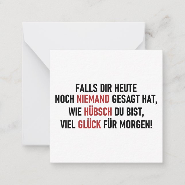 WIE HÜBSCH DU BIST NOTE CARD (Front)