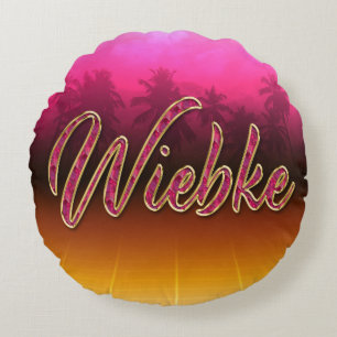 Wiebke First Name Golden pink cushion