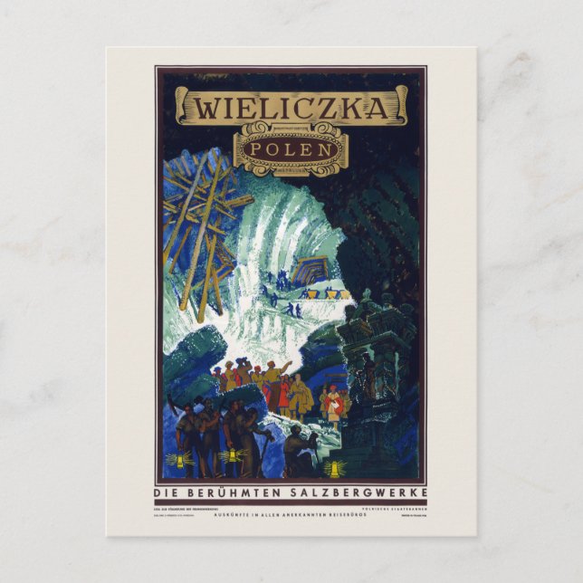 Wieliczka Poland Vintage Poster 1938 Postcard (Front)