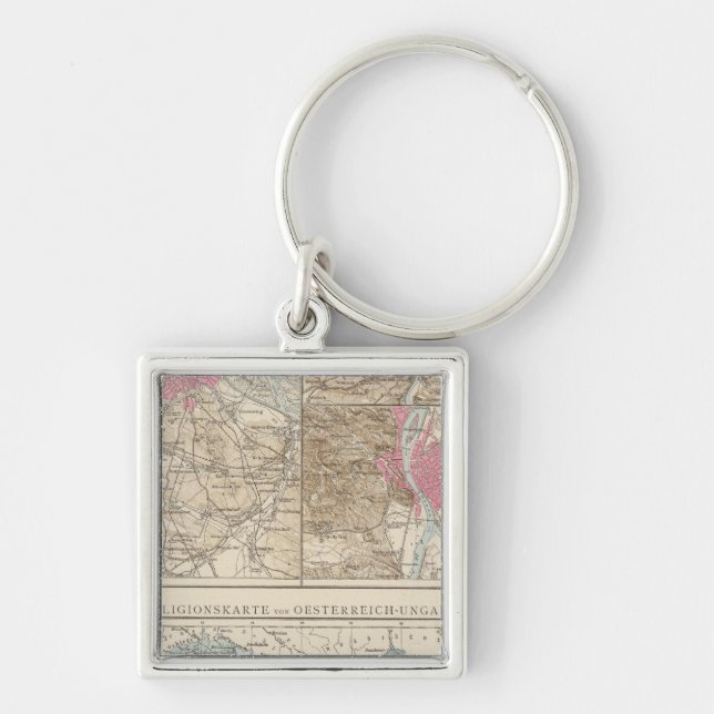 Wien, Prag, BudaPest Map Keychain (Front)