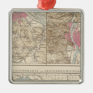 Wien, Prag, BudaPest Map Metal Ornament