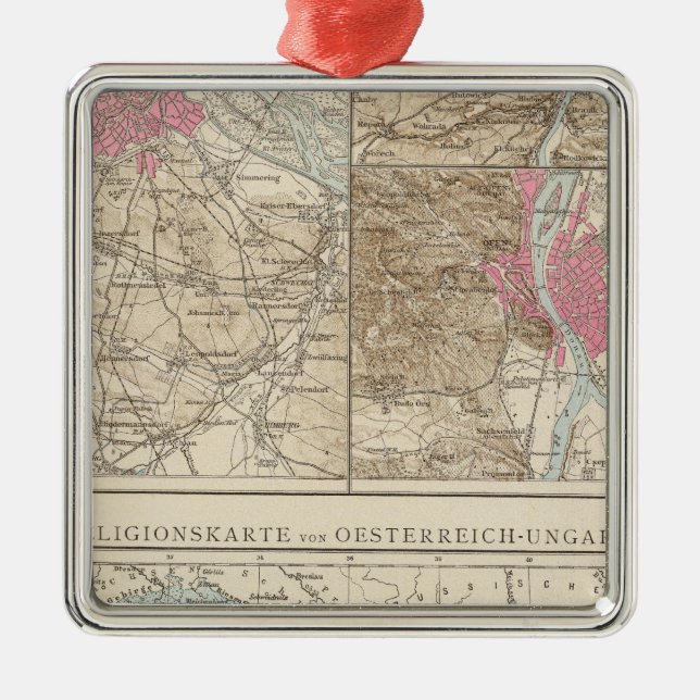 Wien, Prag, BudaPest Map Metal Ornament (Front)