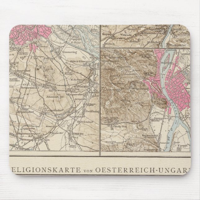 Wien, Prag, BudaPest Map Mouse Pad (Front)