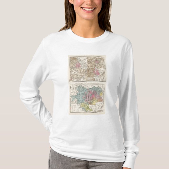 Wien, Prag, BudaPest Map T-Shirt (Front)
