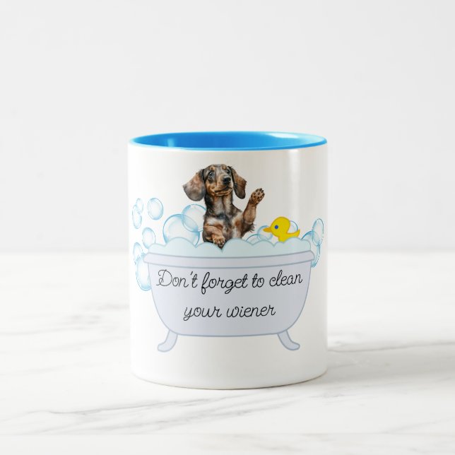 WIENER DOG BUBBLE BATH COFFEE MUG (Center)