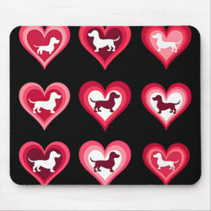 Wiener Dog Dachshund Hearts Candy Valentines Day D Mouse Pad