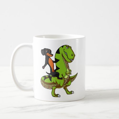 Wiener Dog Dachshund Riding T_Rex Dinosaur Coffee Mug