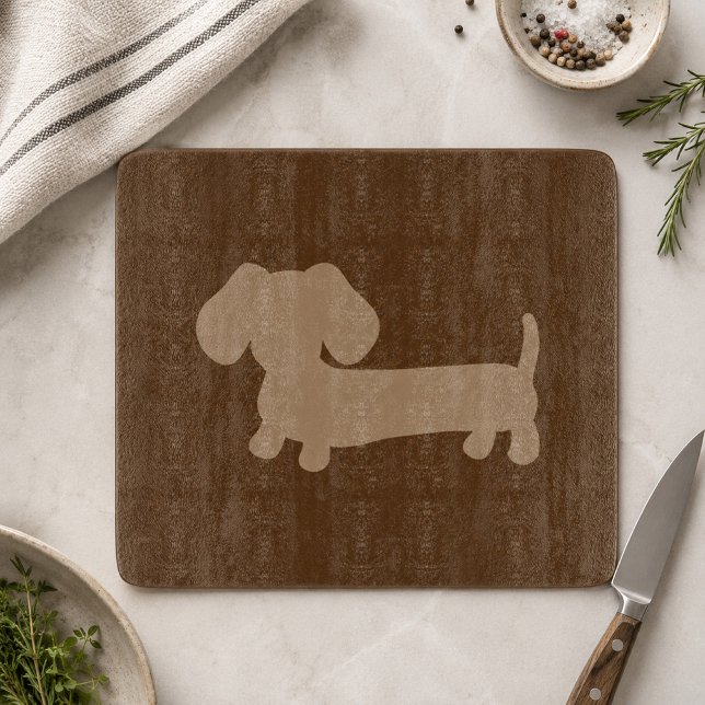 Wiener Dog Glass Cutting Board Kitchen Gift (Wiener Dog Kitchen Gift)