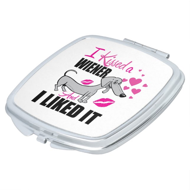 Wiener Dog Kiss Makeup Mirror (Turned)
