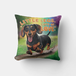 Wiener Dog Little Legs Lots of Love Throw Pillow