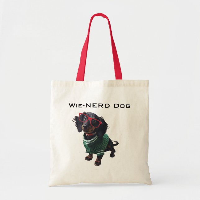 Wiener Dog Nerd Dachshund Tote Bag (Front)