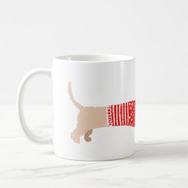 Wiener Dog Red Christmas Sweater Pattern Holiday Coffee Mug (Left)