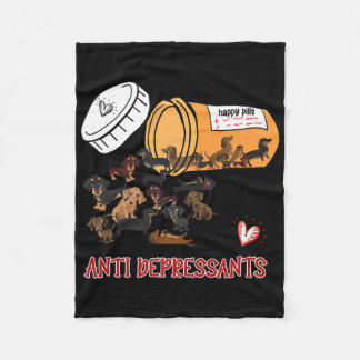 Wiener Dog Sausage Puppy Lover Antidepressants Dac Fleece Blanket